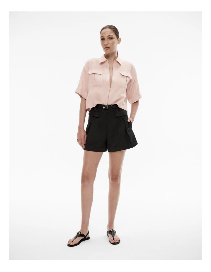 French Linen Zip Through Crop Top in Bloom image 2