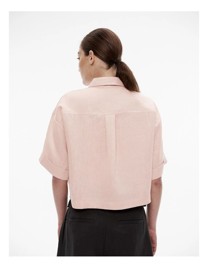 French Linen Zip Through Crop Top in Bloom image 4