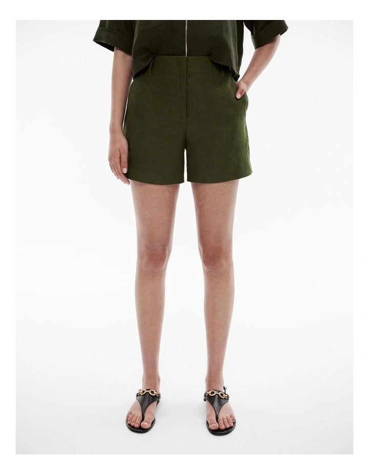 Linen Short in Forest Green image 1