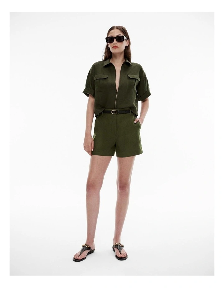 Linen Short in Forest Green image 2