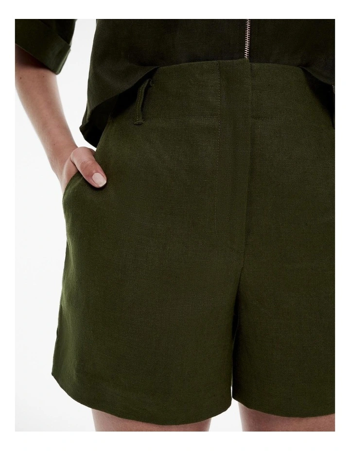 Linen Short in Forest Green image 3