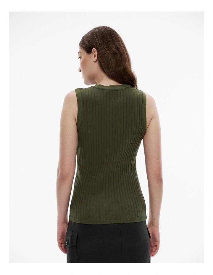 Cotton Rib Zip Tank in Ivy image 4