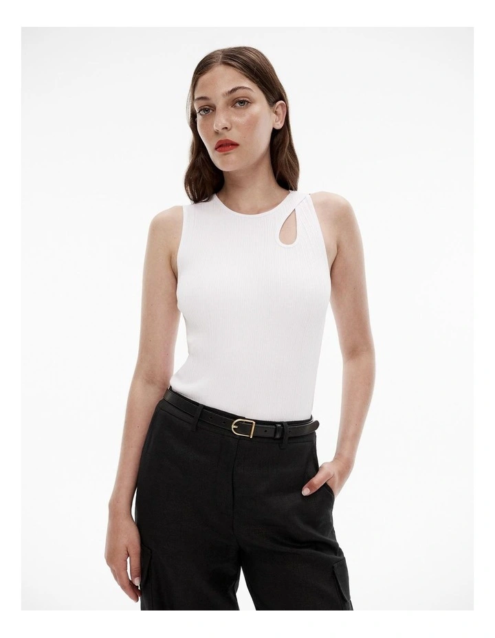 Variegated Cutout Tank in Pure White image 1