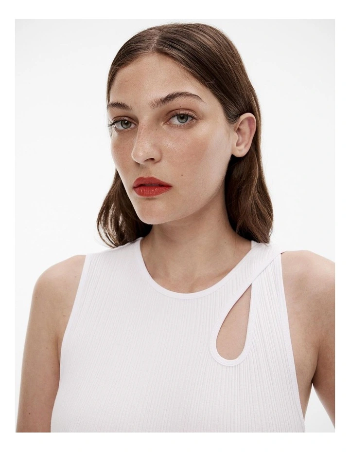 Variegated Cutout Tank in Pure White image 3