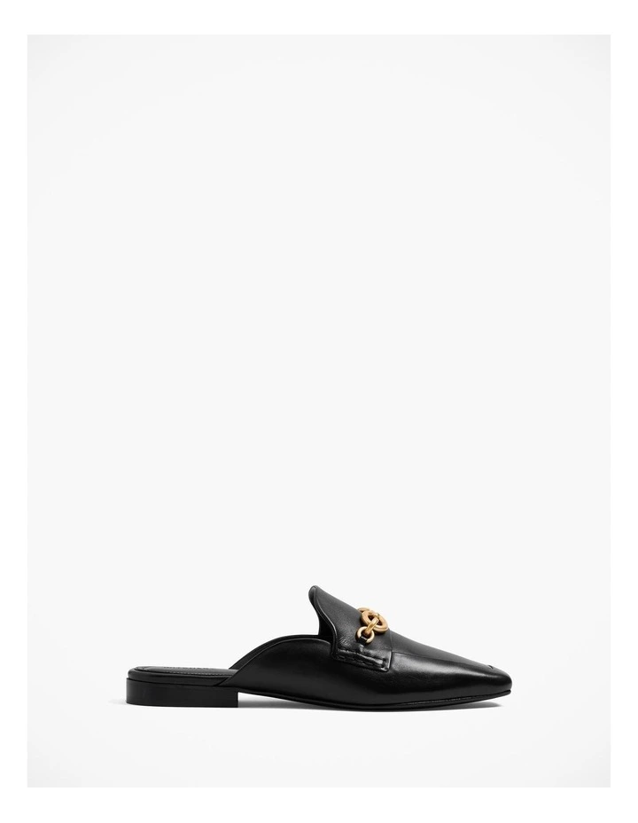 Leather Mule Loafer With Chain in Black image 1