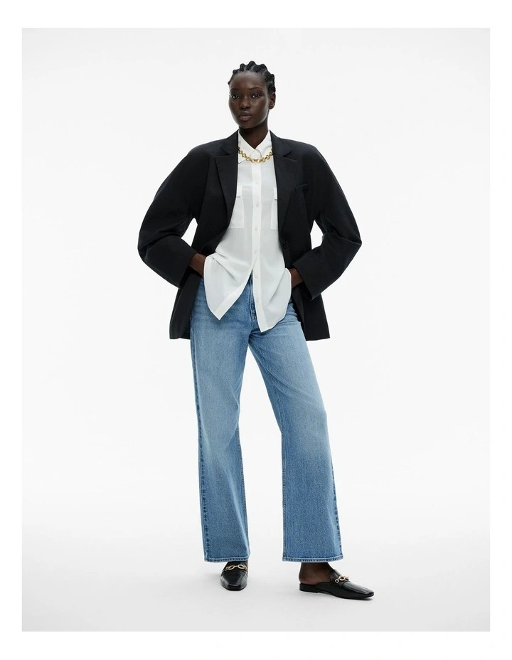 Leather Mule Loafer With Chain in Black image 2