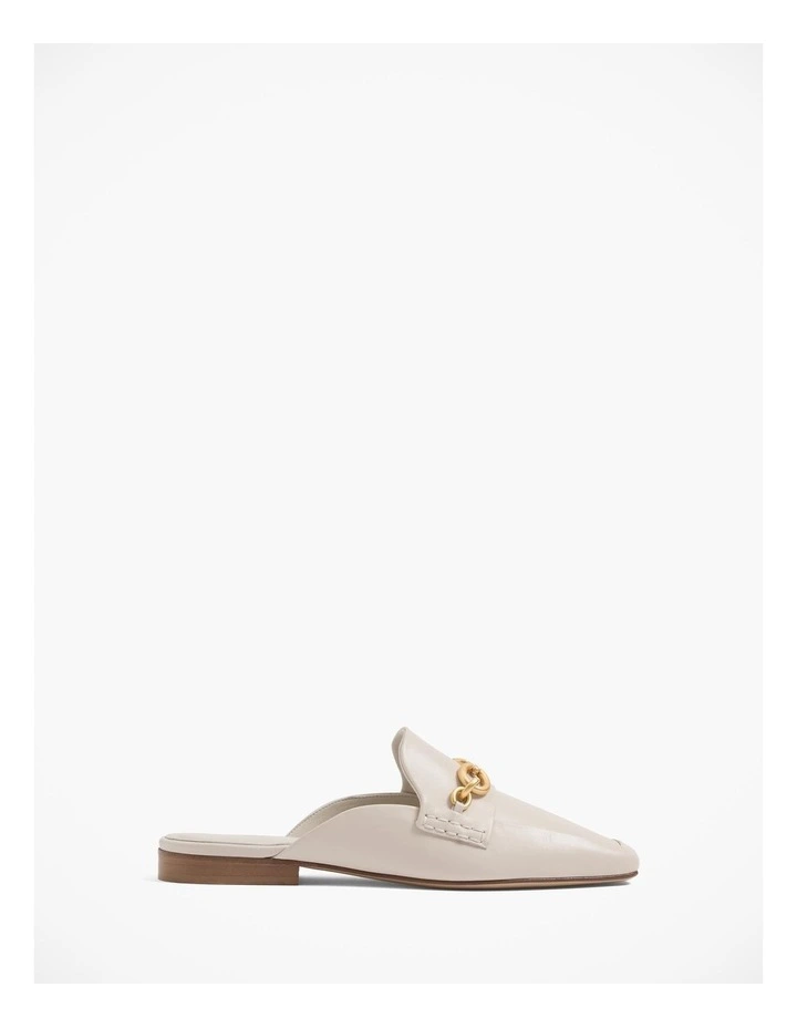 Leather Mule Loafer With Chain in Oyster image 1