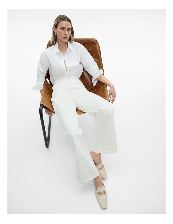 Leather Mule Loafer With Chain in Oyster image 2