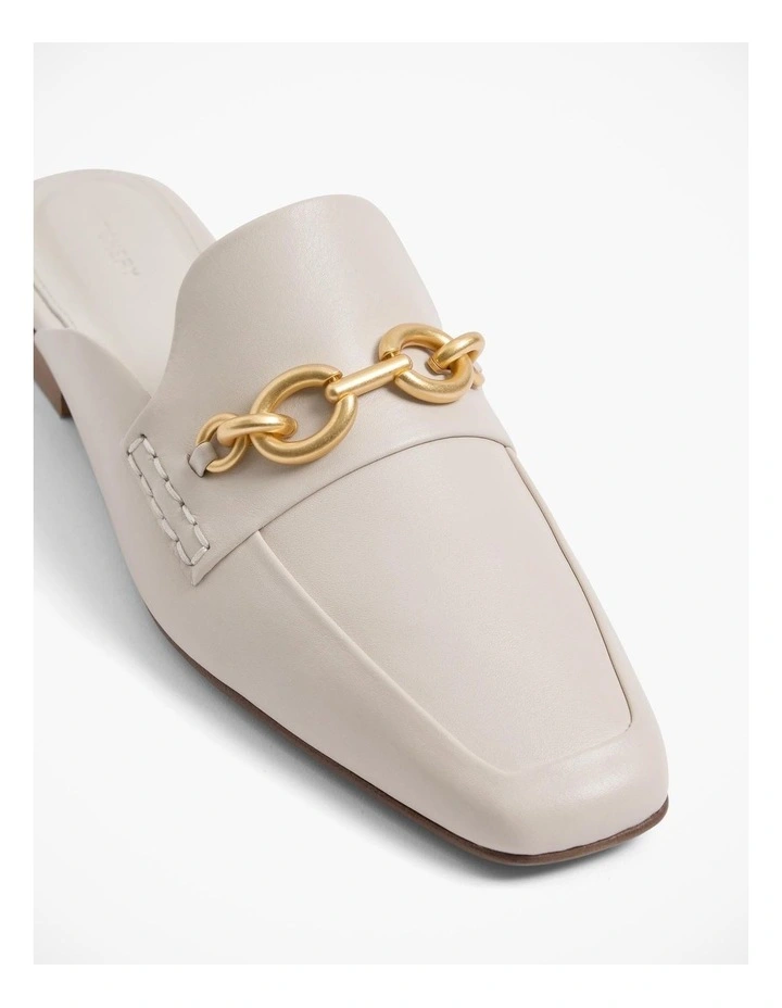 Leather Mule Loafer With Chain in Oyster image 4