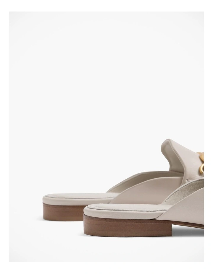 Leather Mule Loafer With Chain in Oyster image 5