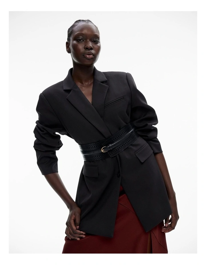 Laser Cut Corset Belt in Black image 2