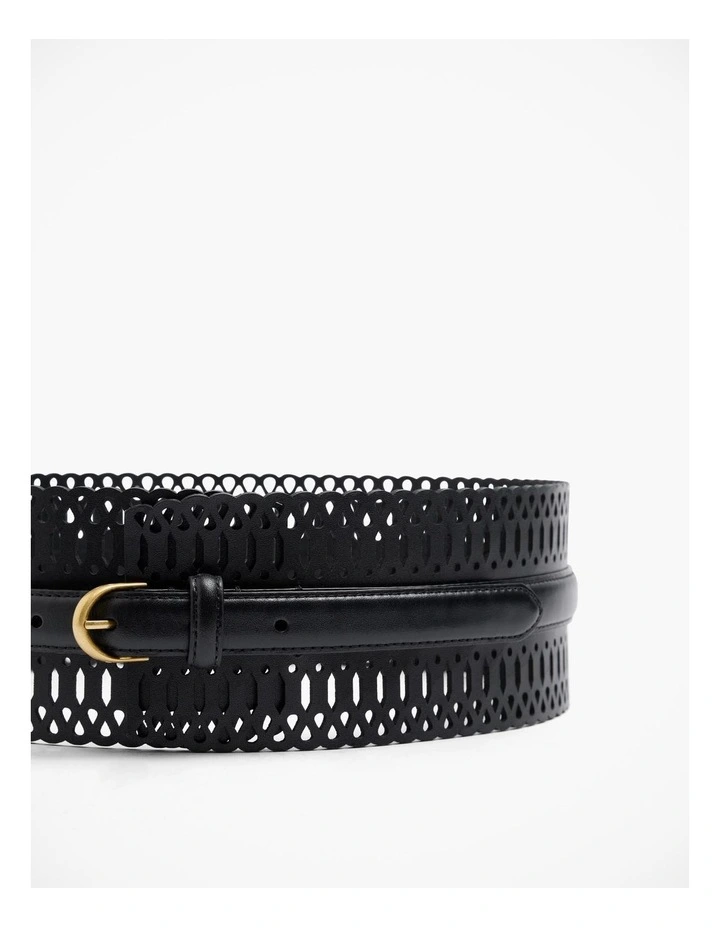 Laser Cut Corset Belt in Black image 3