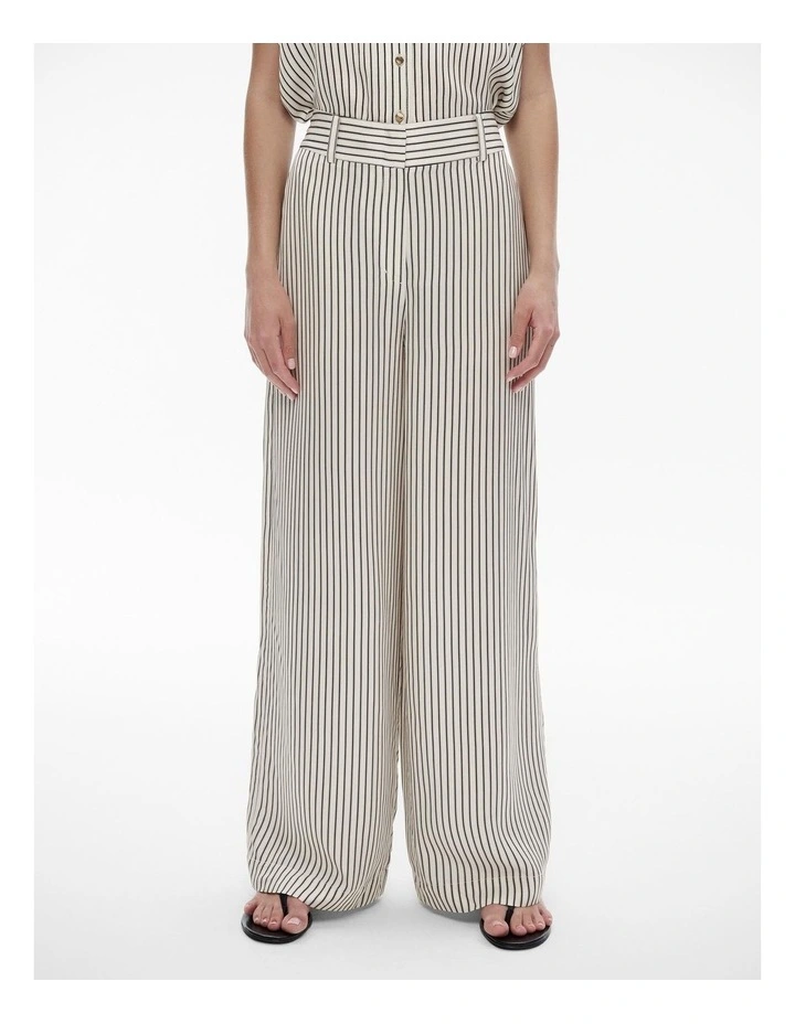 Viscose Stripe Palazzo Pant in Black image 1