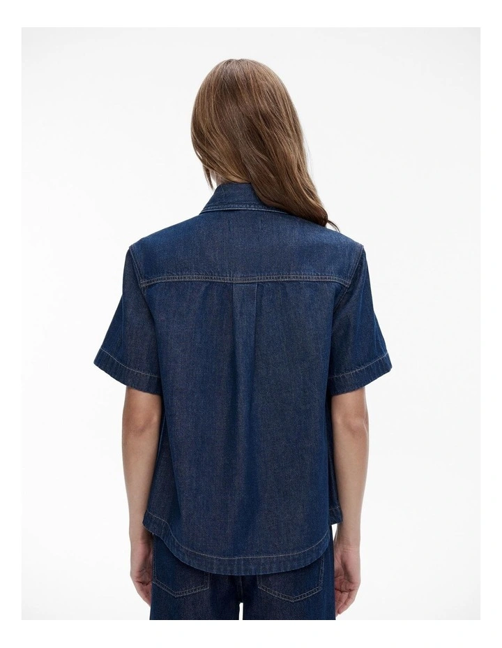 【BAON】[unisex] Hellny Pocket Denim Over Short Sleeve Shirt BAON】[unisex] Hellny Pocket Denim Over Short Sleeve Shirt