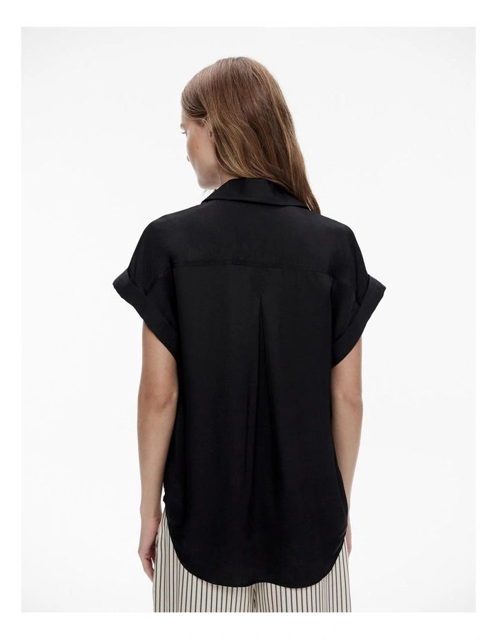 Utility Short Sleeve Pop Over Shirt in Black image 4