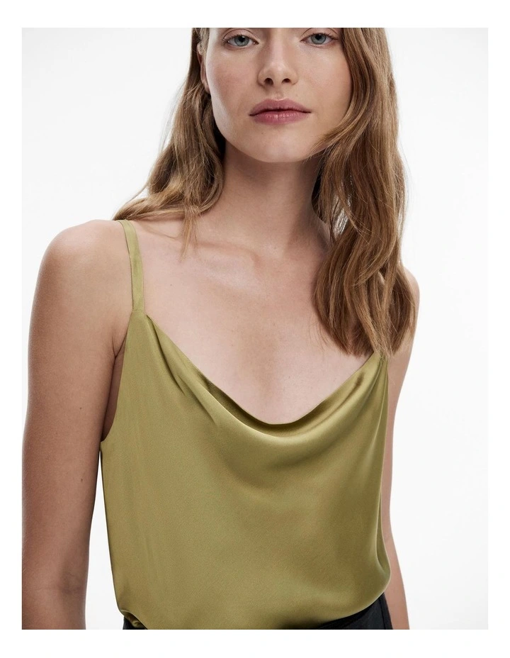 Cowl Neck Camisole in Army Green image 3