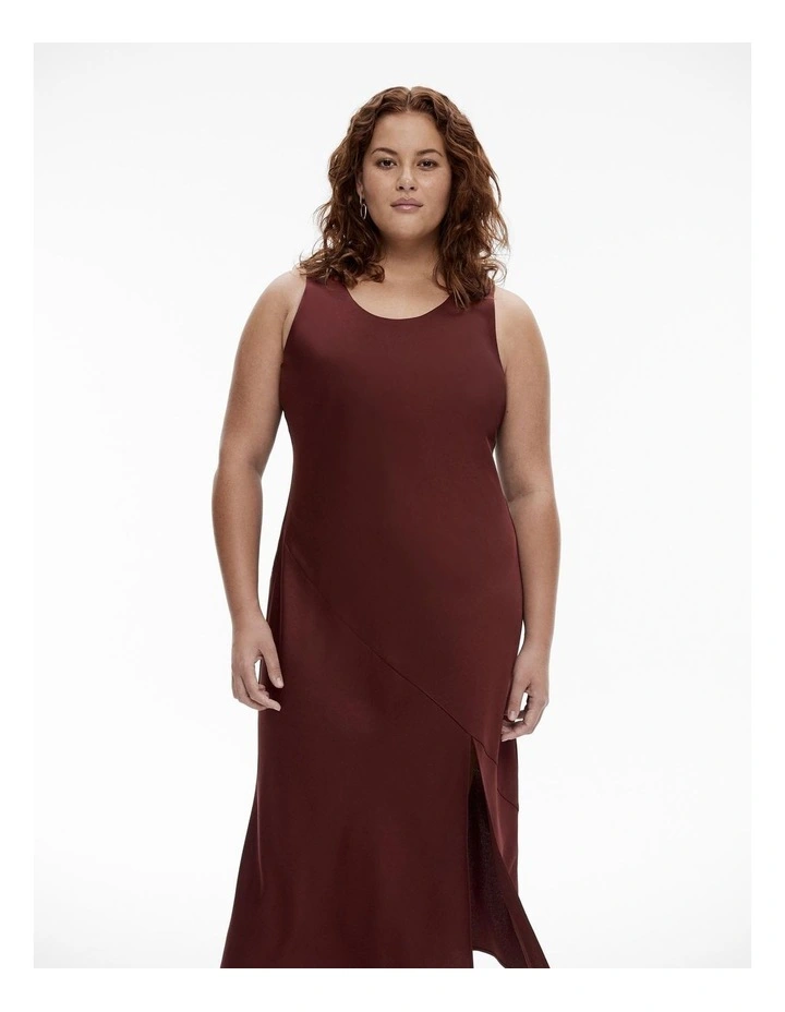 Acetate Blend Slip Dress in Rich Mulberry image 2