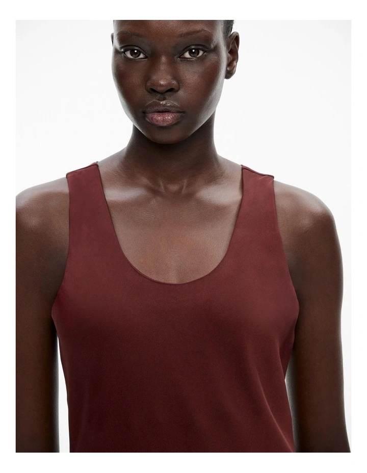 Acetate Blend Slip Dress in Rich Mulberry image 6