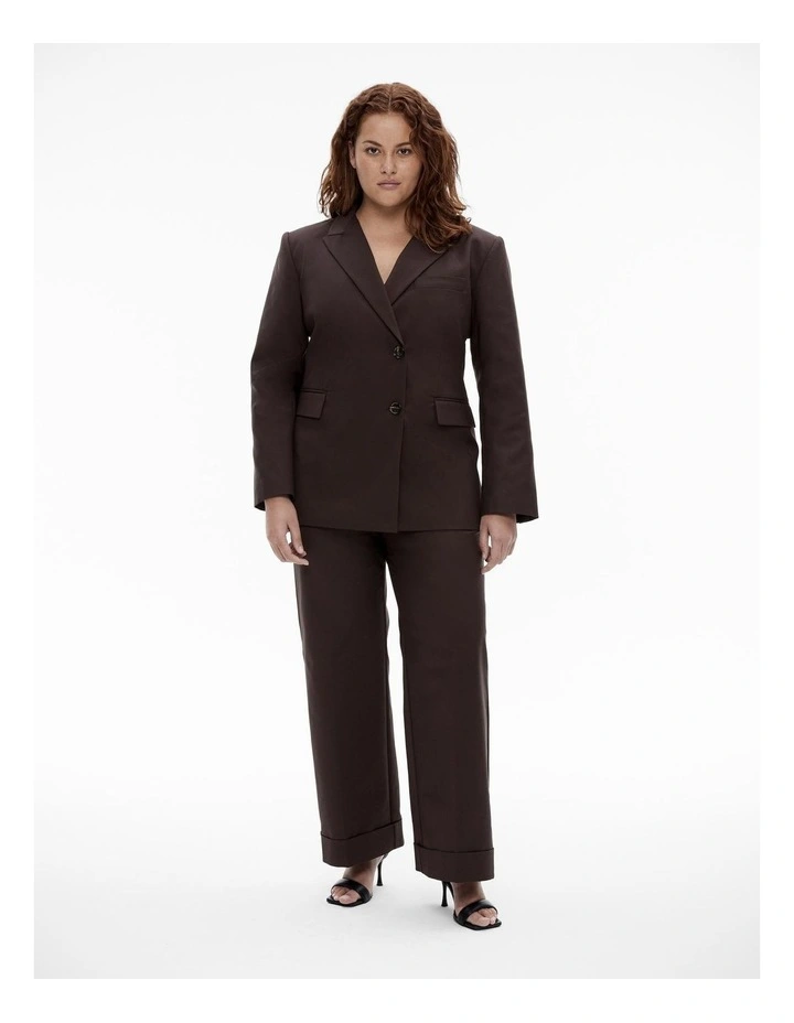Cotton Blend Structured Blazer in Bitter Chocolate image 6