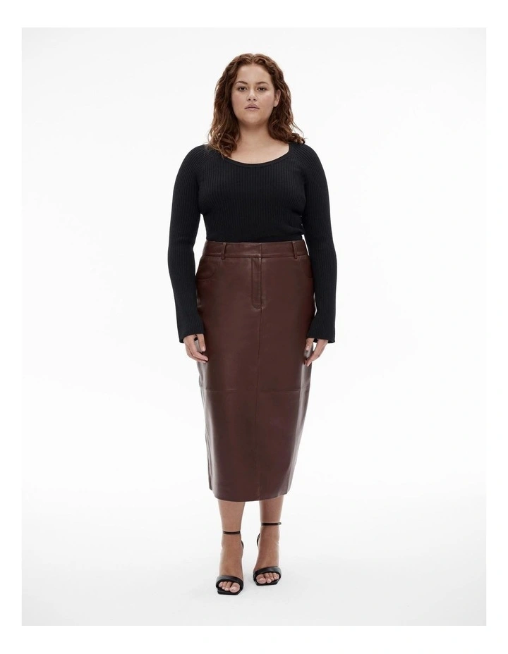 Scoop Neck Rib Knit in Black image 6