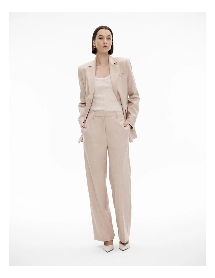 Yarn Dye Full Length Straight Leg Trouser in Bone image 2