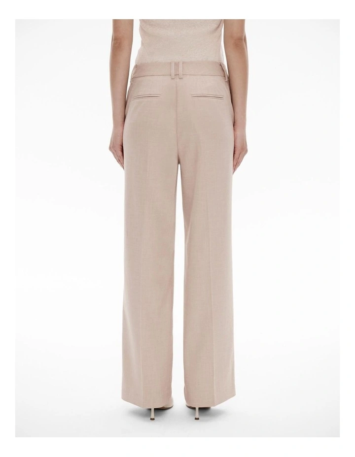 Yarn Dye Full Length Straight Leg Trouser in Bone image 4