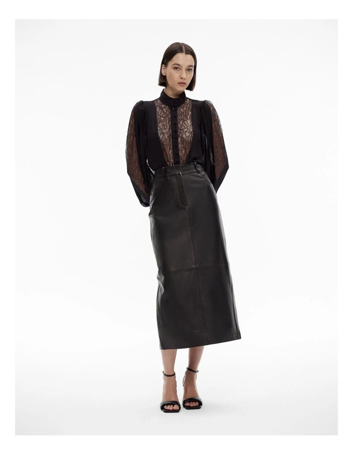 Spliced Lace Detail Blouse in Black image 2