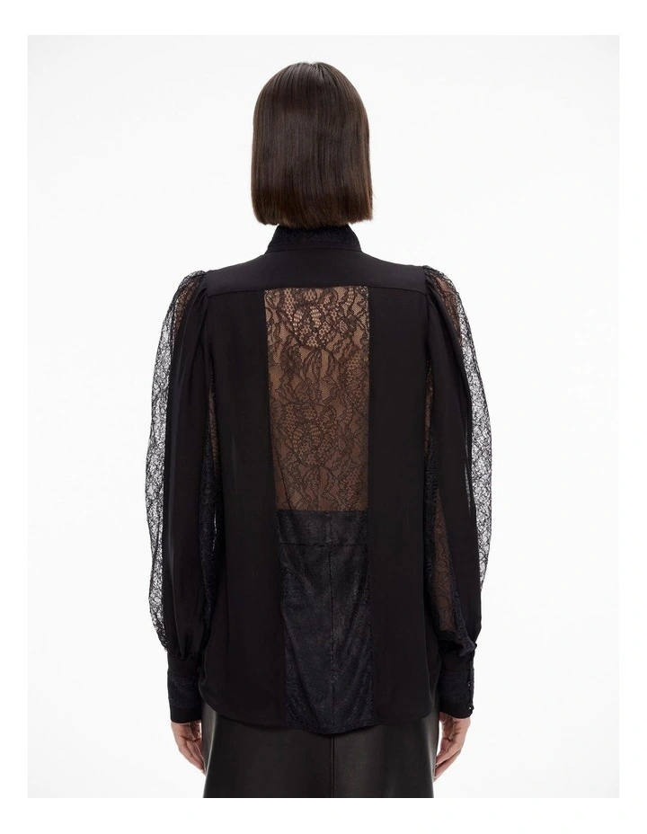Spliced Lace Detail Blouse in Black image 4