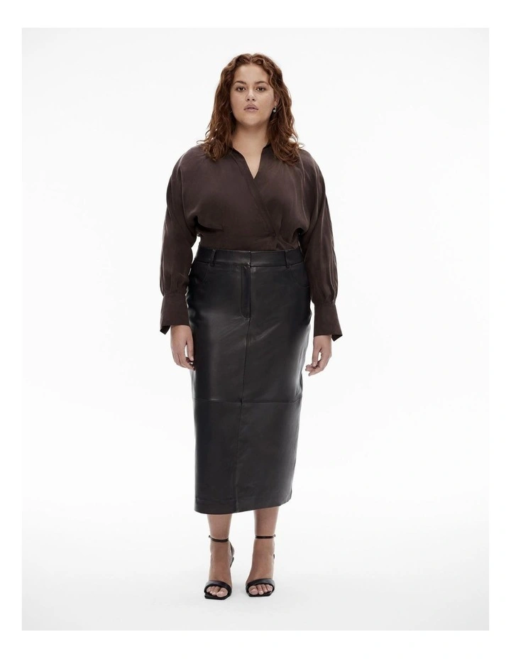 Button Detail Wrap Blouse in Bitter Chocolate image 6
