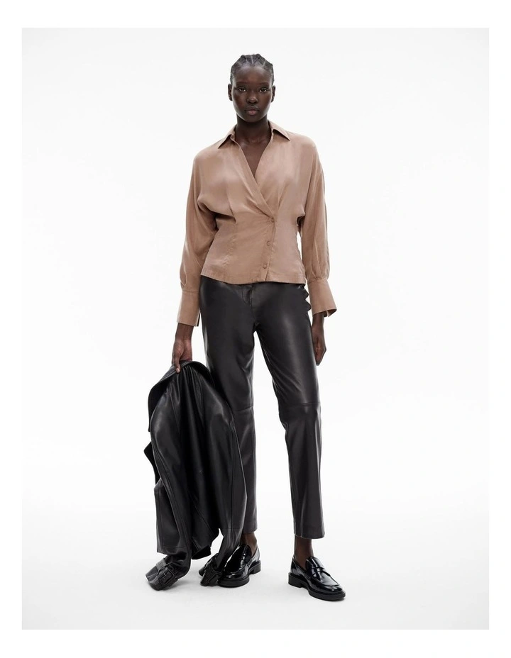 Button Detail Wrap Blouse in Cappucino image 2