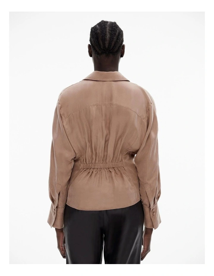 Button Detail Wrap Blouse in Cappucino image 4