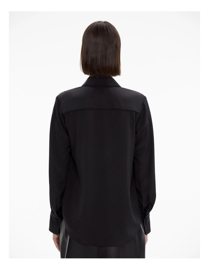 Silk Bind Detail Shirt in Black image 4
