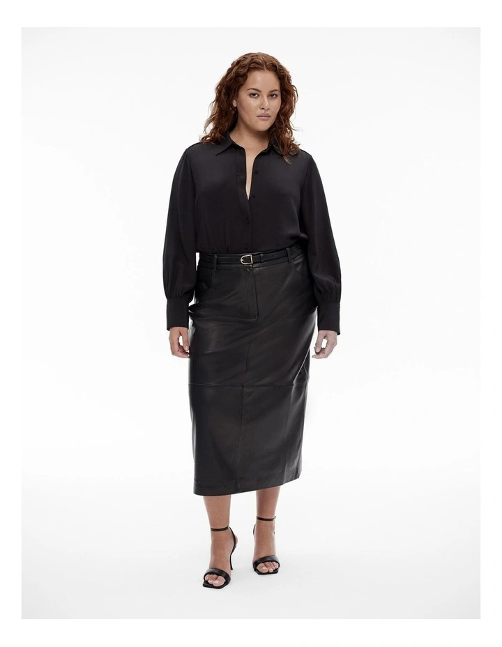 Silk Bind Detail Shirt in Black image 6