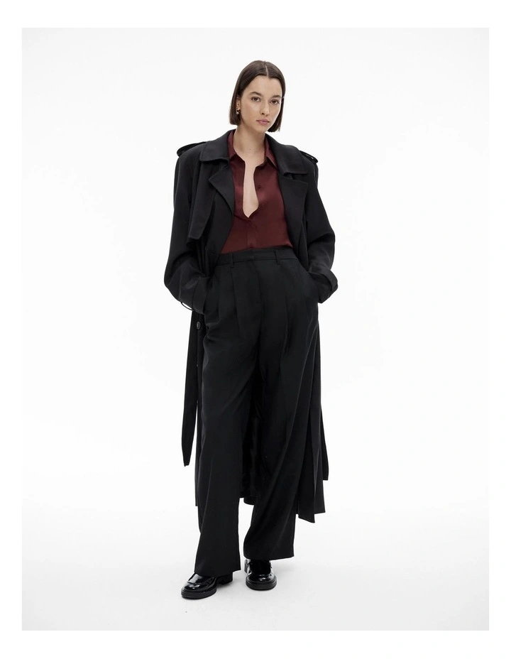 Silk Bind Detail Shirt in Rich Mulberry image 2