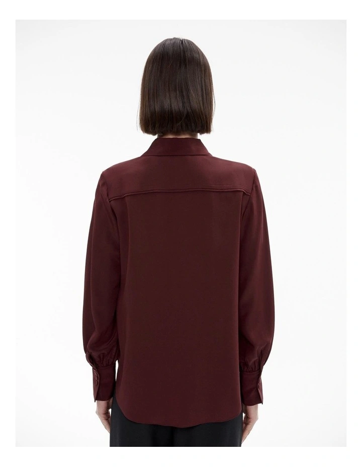 Silk Bind Detail Shirt in Rich Mulberry image 4