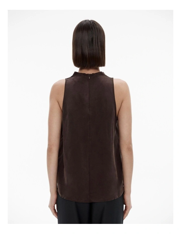 Cupro Mock Neck Tank in Bitter Chocolate image 4