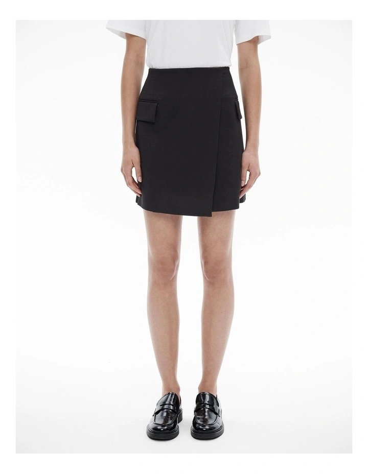 Wrap Mini Skirt in Black image 1