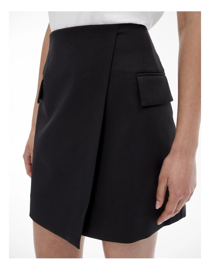 Wrap Mini Skirt in Black image 3