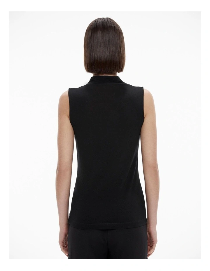 Wool Blend Mock Neck Tank in Black image 4