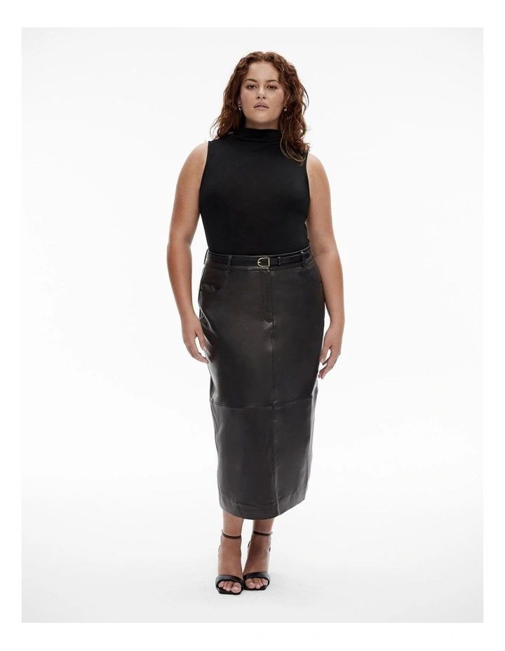 Wool Blend Mock Neck Tank in Black image 6