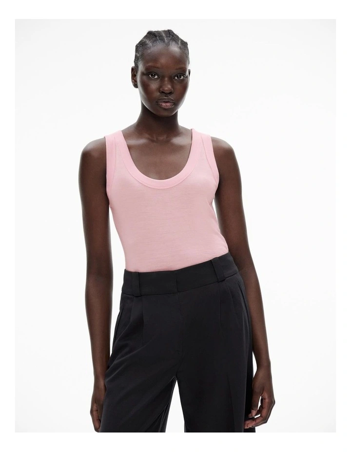 Wool Scoop Neck Tank in Rose Pink image 1