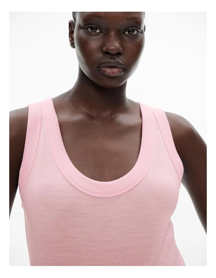 Wool Scoop Neck Tank in Rose Pink image 3