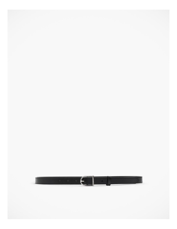 Curved Buckle Slim Belt in Black