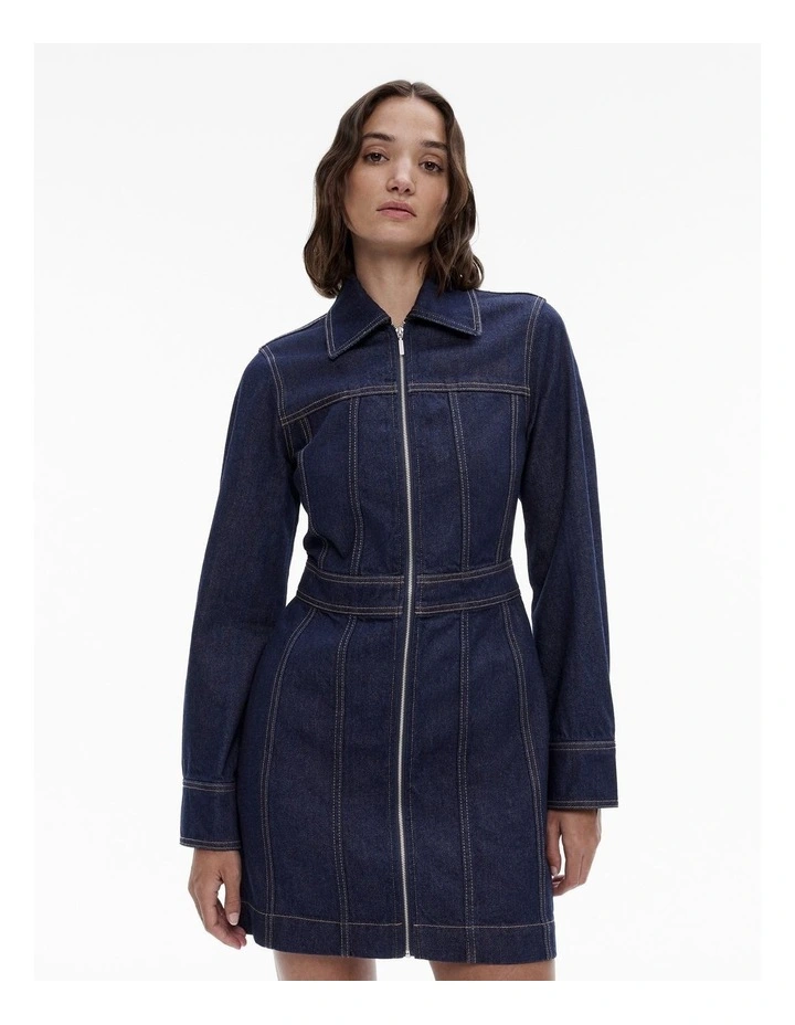 Denim Utility Dress in Indigo Blue image 2