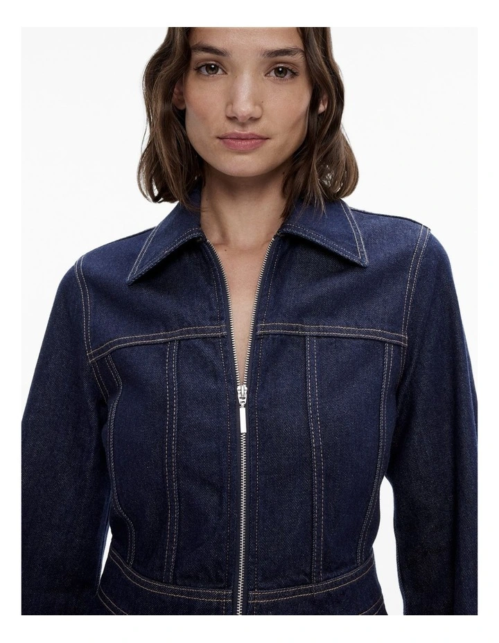 Denim Utility Dress in Indigo Blue image 3