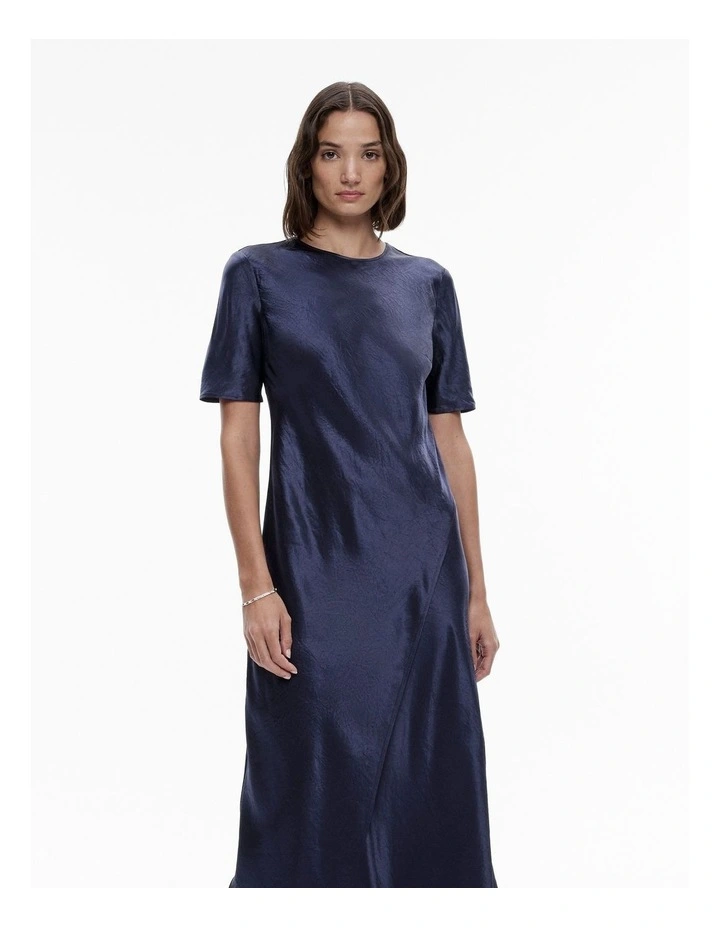 Acetate Short Sleeve Slip Dress in Midnight image 2