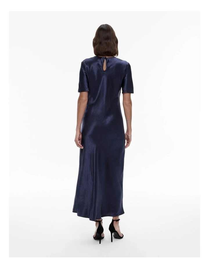 Acetate Short Sleeve Slip Dress in Midnight image 4