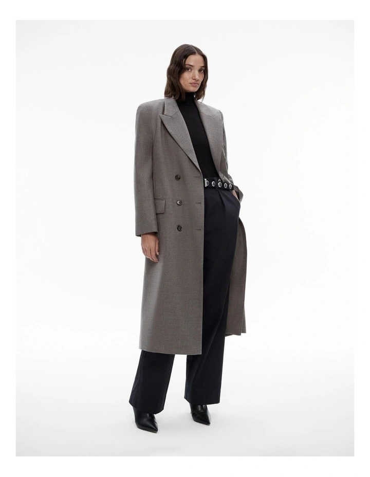Wool Blend Double-breasted Blazer Coat in Dove Grey image 2