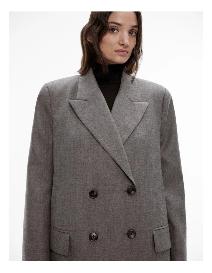 Wool Blend Double-breasted Blazer Coat in Dove Grey image 3