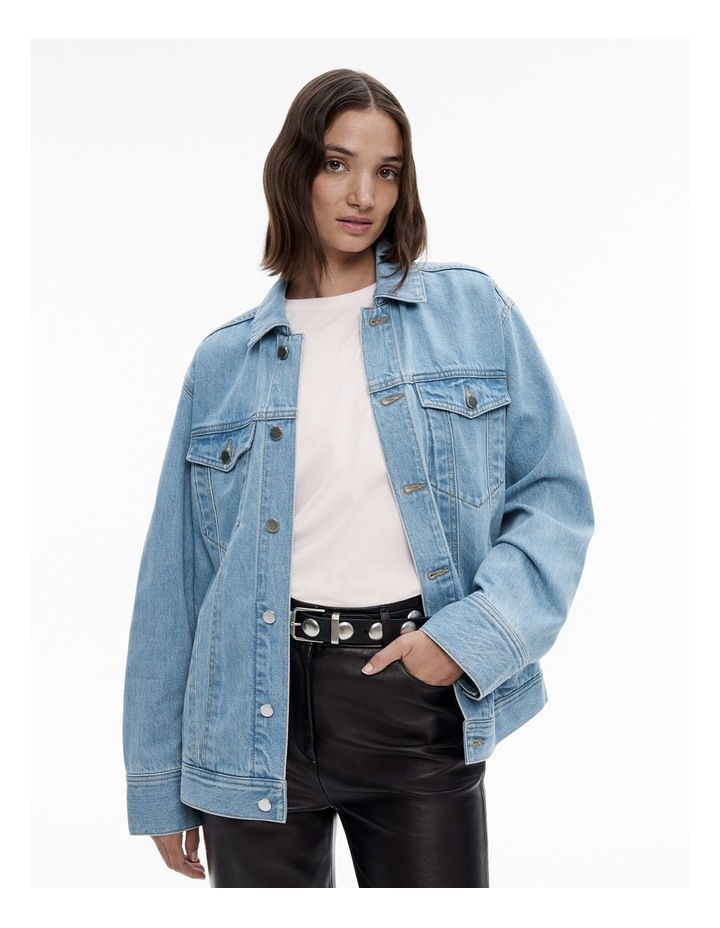 Oversized Denim Jacket in Vintage Wash Denim Blue